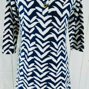 Lilly Pulitzer Navy & White I Got Lucky Bird Charlene Chevron Shift Dress